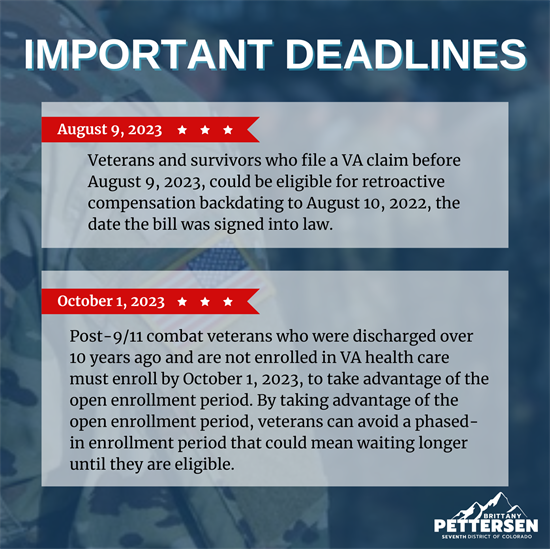 PACT Act Deadlines