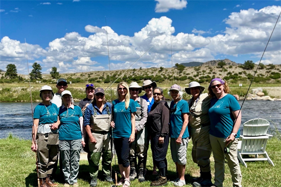 Rep. Pettersen stands with the fly gals in Chaffee County